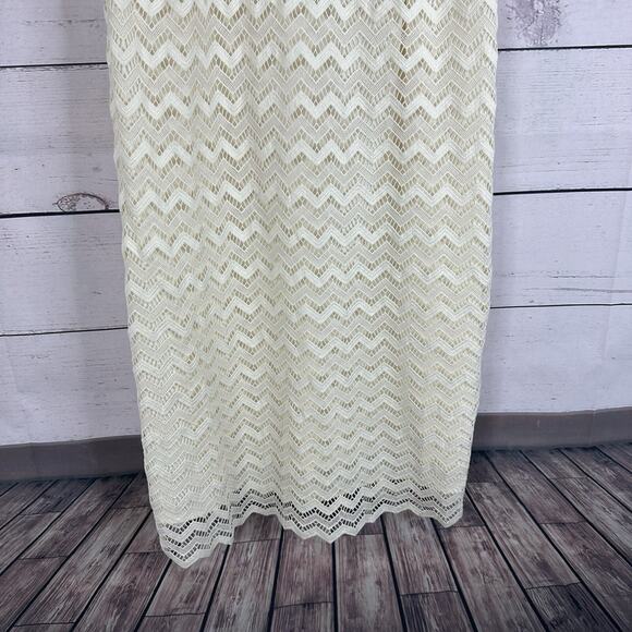 Loft Dress Womens Medium Ivory Lace Knit Layered Costal Lined Breathable Beach - Picture 3 of 11